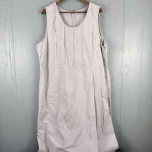 Vintage Twill Cotton Summer Dress Womens 2X Beige Modest Faux‎ Wrap Long Apron